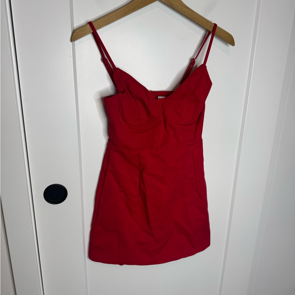 Princess Polly Novella Bright Red Mini Dress Tank Strap Corset Size 6 - Picture 2 of 5